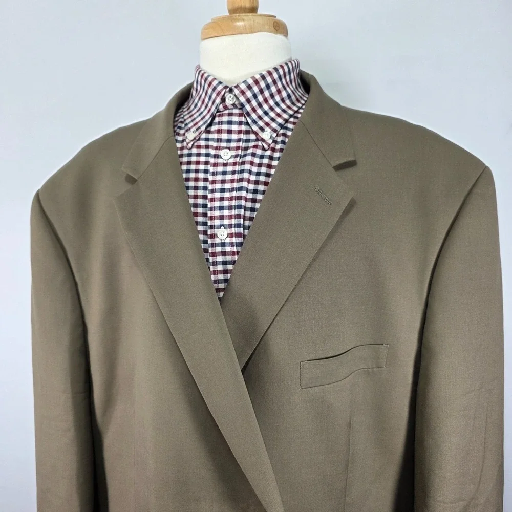 Joseph Abboud‎ Men's Sport Coat Blazer Two Button Brown Solid Wool Size 60R